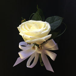 White Single Rose - Pinned Corsage
